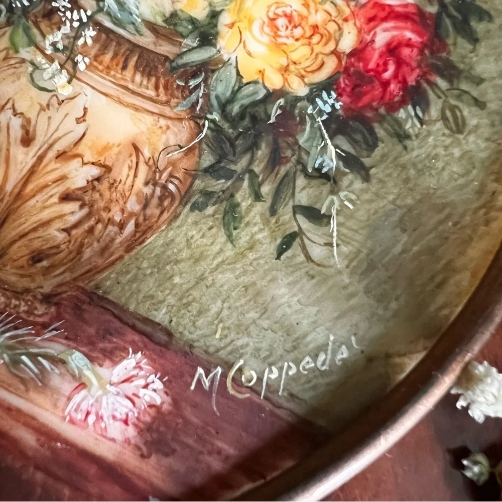 Antique Miniature - Framed Oil Painting a Bouquet of Flowers, circa 1850.
